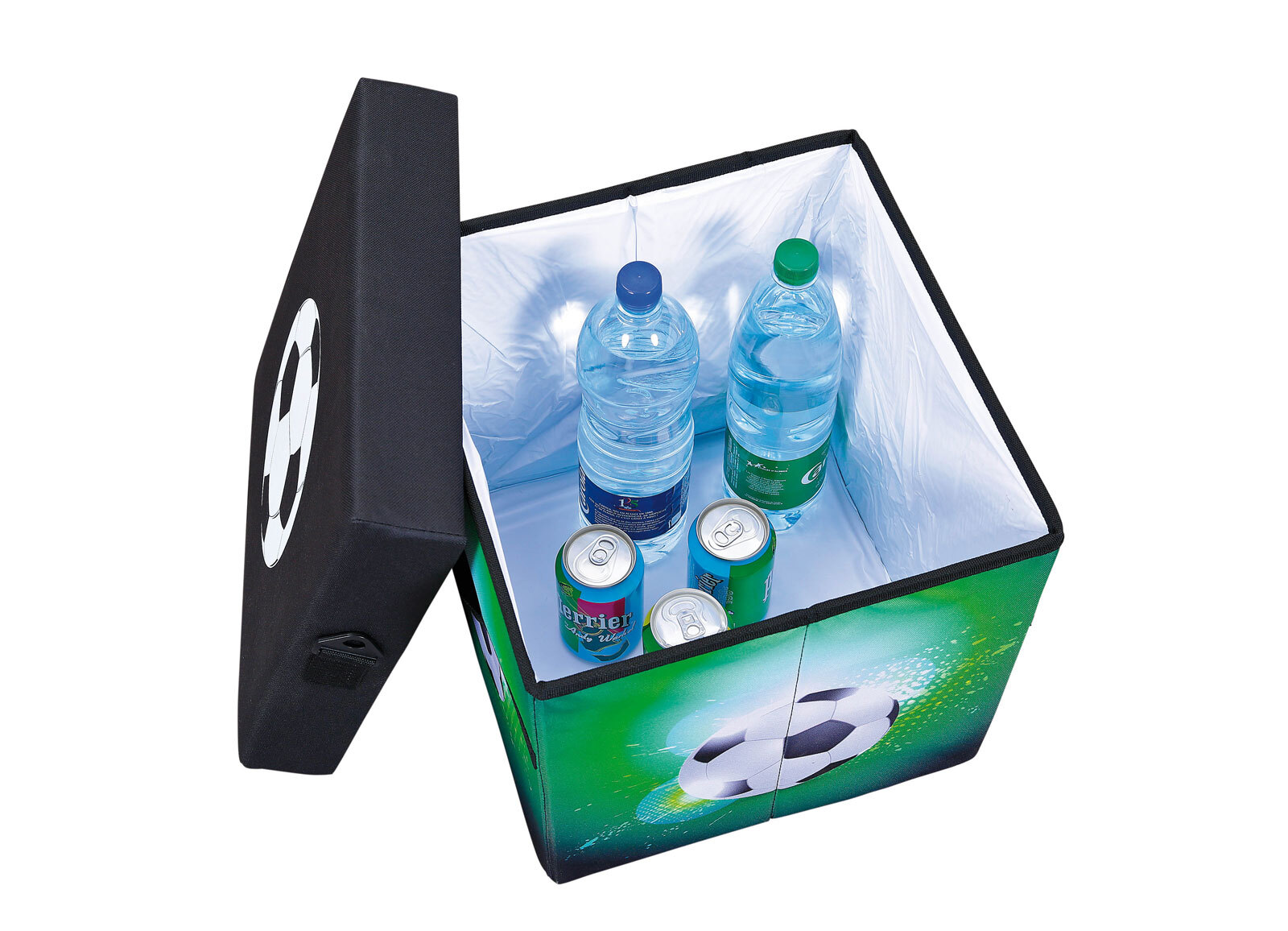 Faltkiste Fanbox I schwarz/grün/weiß 37x36x37 cm