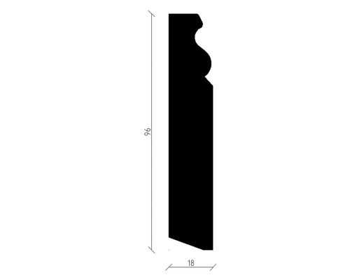 Plint sparrenhout/spar, gelakt, 18 x 96 x 2400 mm