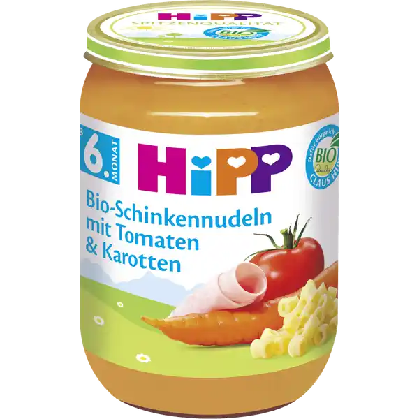 Bio Menü Bio-Schinkennudeln mit Tomaten & Karotten
