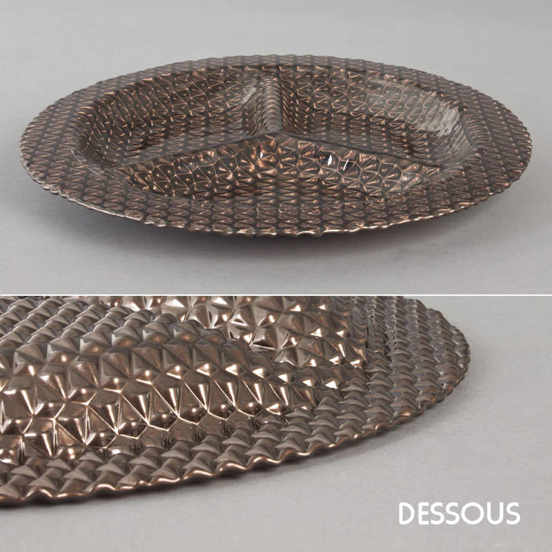 Plat hors d'œuvre 3 compartiments Tiffany marron Table passion