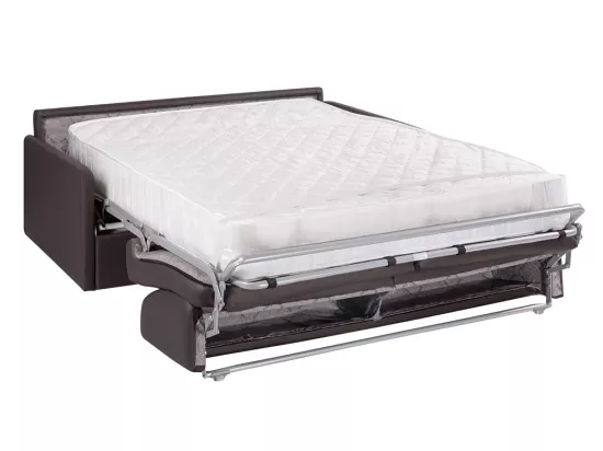 Canapé 4 places convertible express en simili taupe - Couchage 160 cm - Matelas 22 cm CALIFE