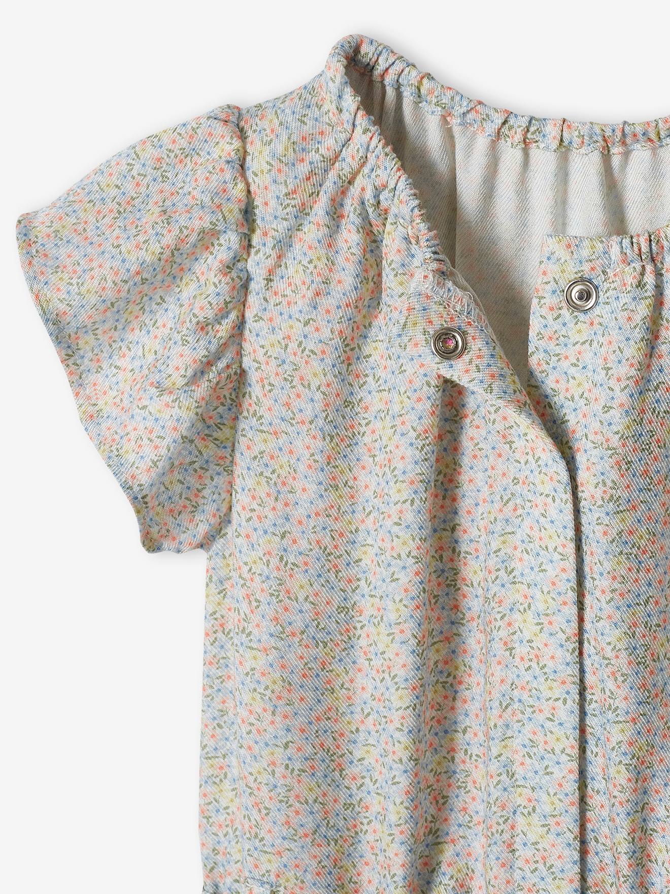 Macacão bege claro estampado com shorts para meninas