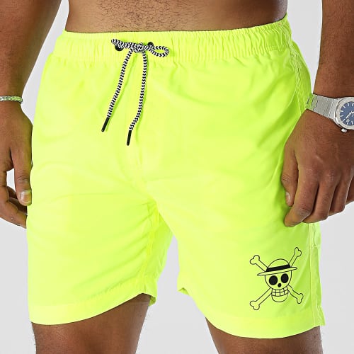 Short De Bain Logo Jaune Fluo