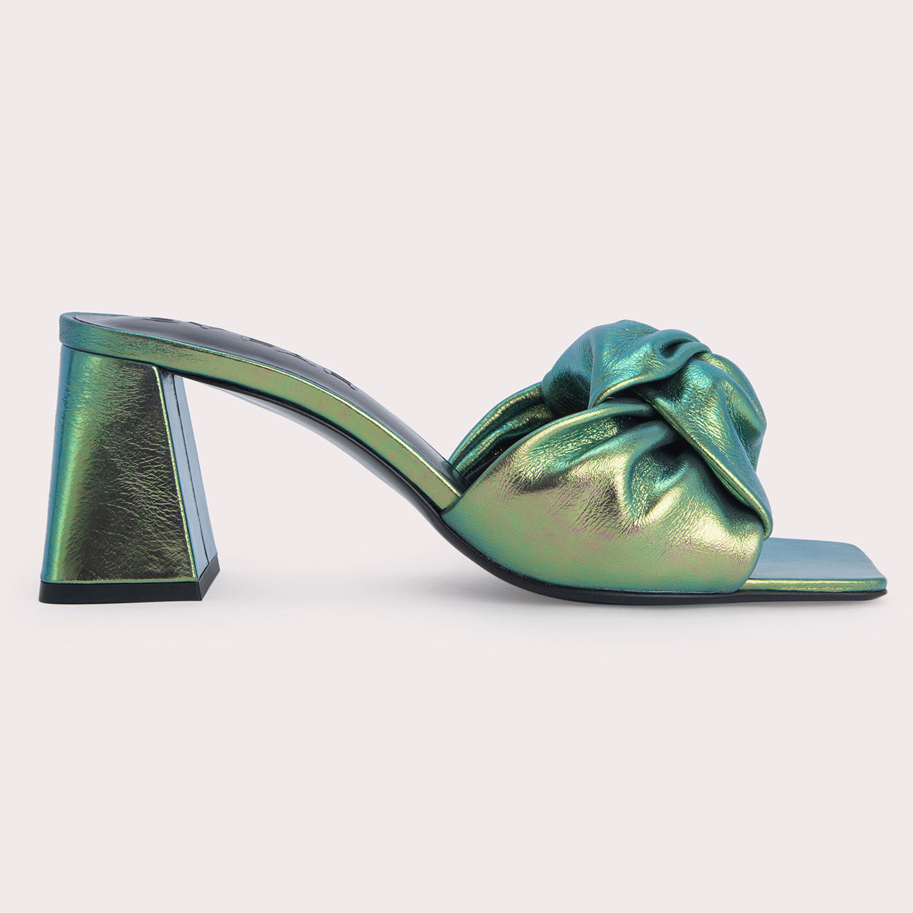 By Far Mules en Cuir Lamar vert/bleu - Talon 7 cm
