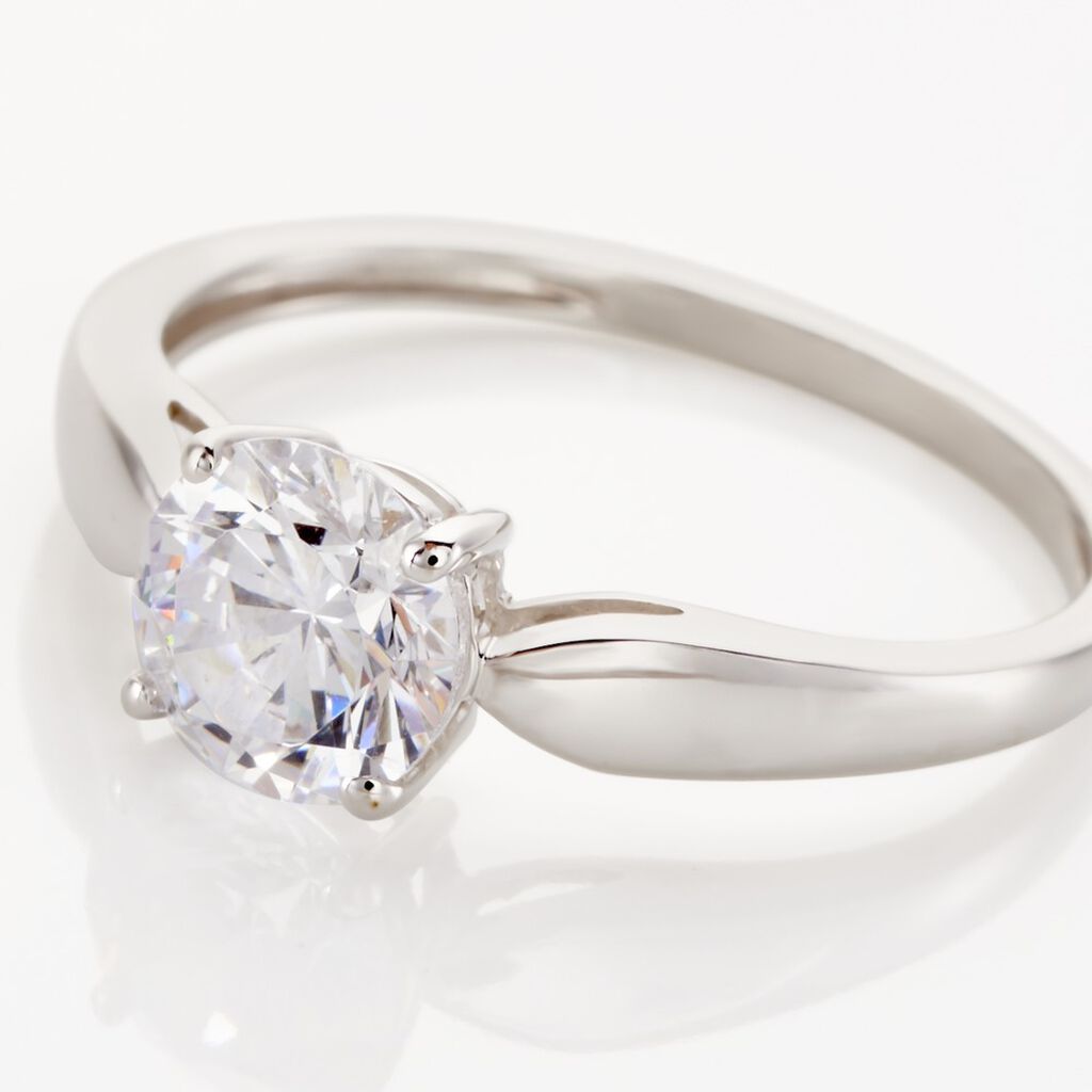 Bague Solitaire Or Blanc Caharus Oxyde De Zirconium
