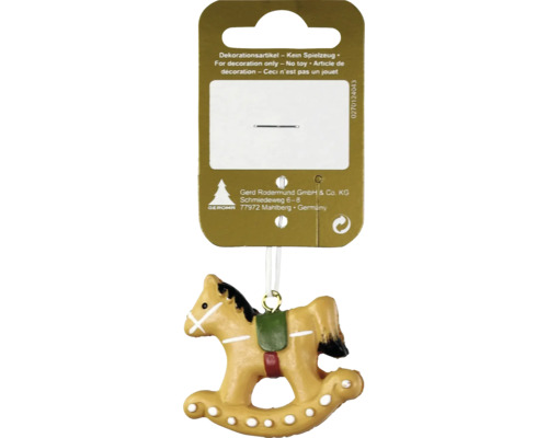Kerstdecoratie hanger peperkoek schommelpaard bruin