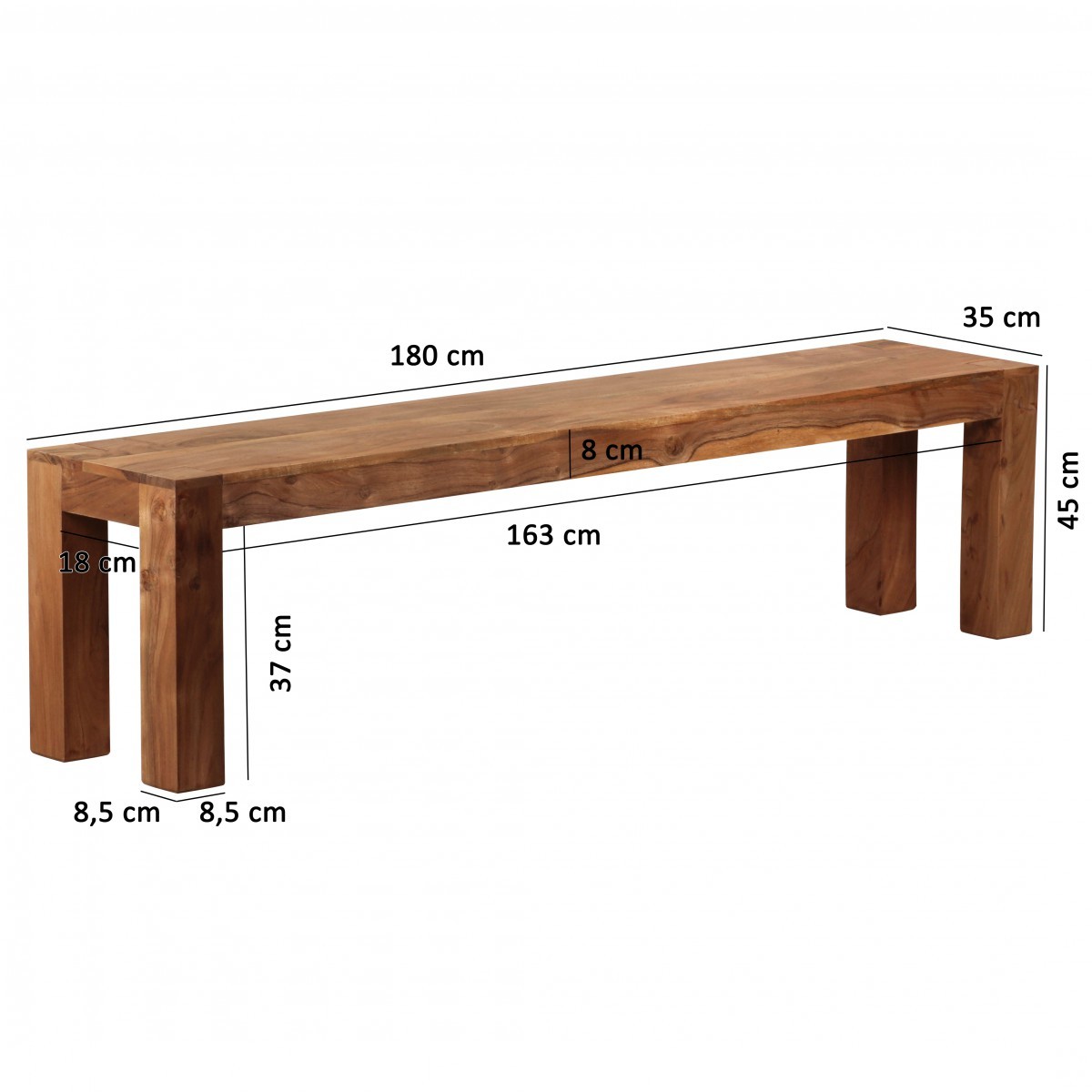 Sitzbank - Akazie massiv - 180 cm breit