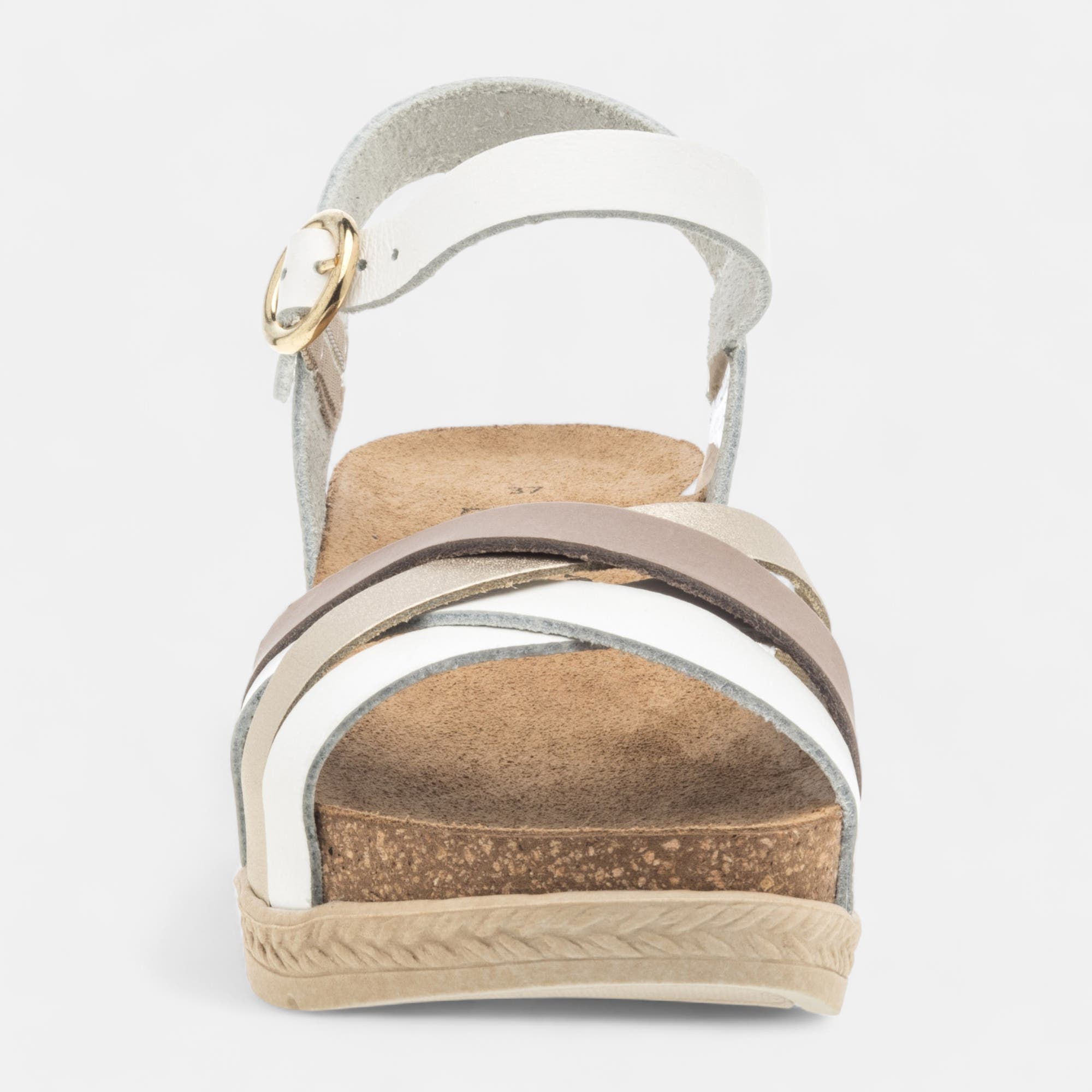 Sandales à talon compensé Femme en cuir blanc