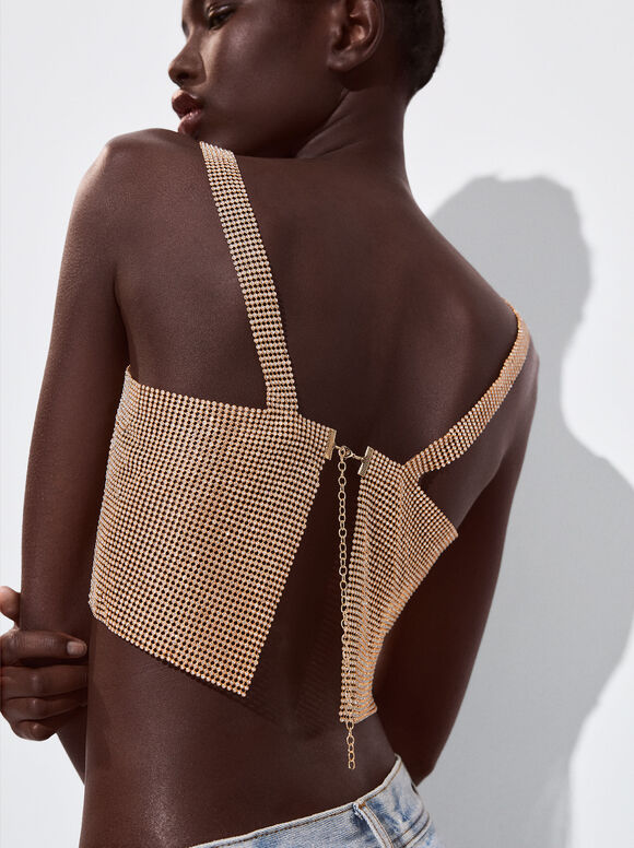 Top cropped com glitter - Dourado