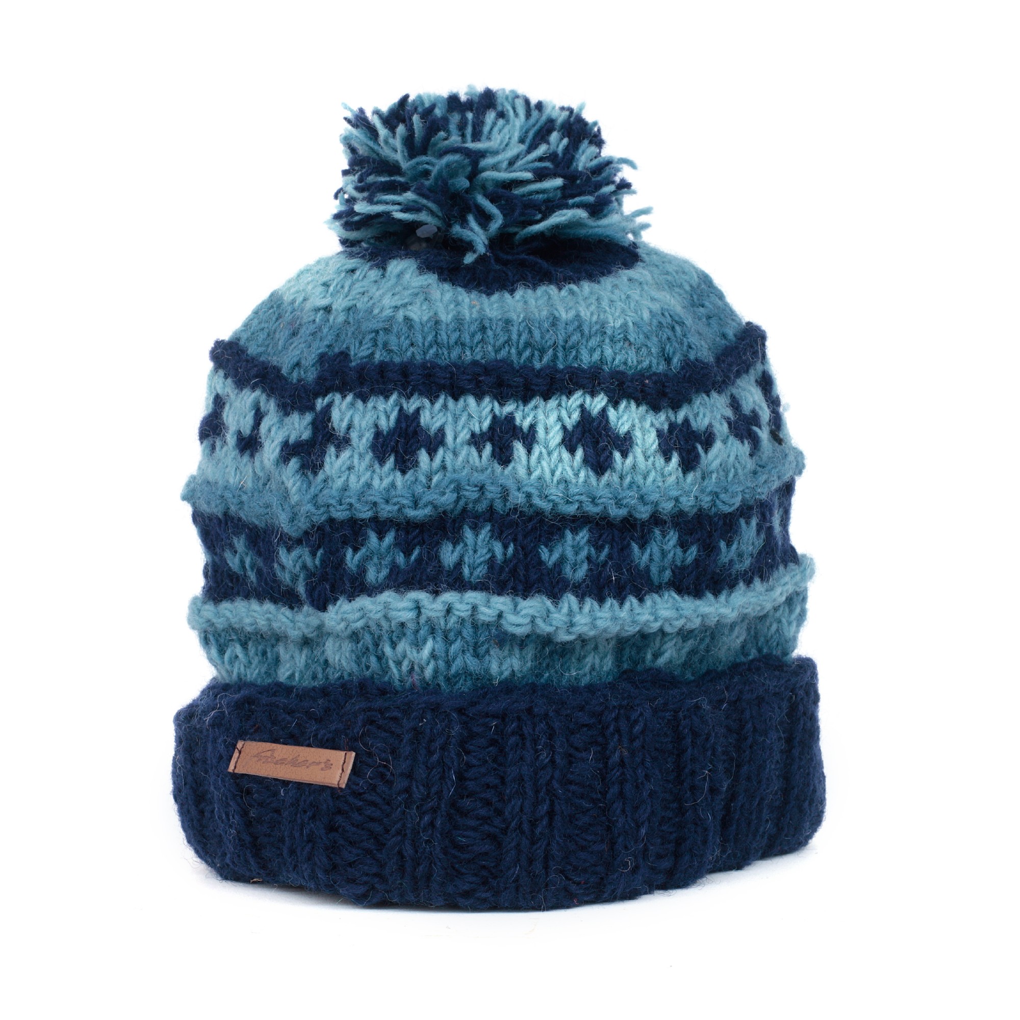 Handgestrickte Mütze mit Pompon, blau günstig bestellen