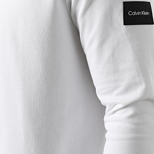 Polo Manches Longues Mix Media Technical 8065 Blanc