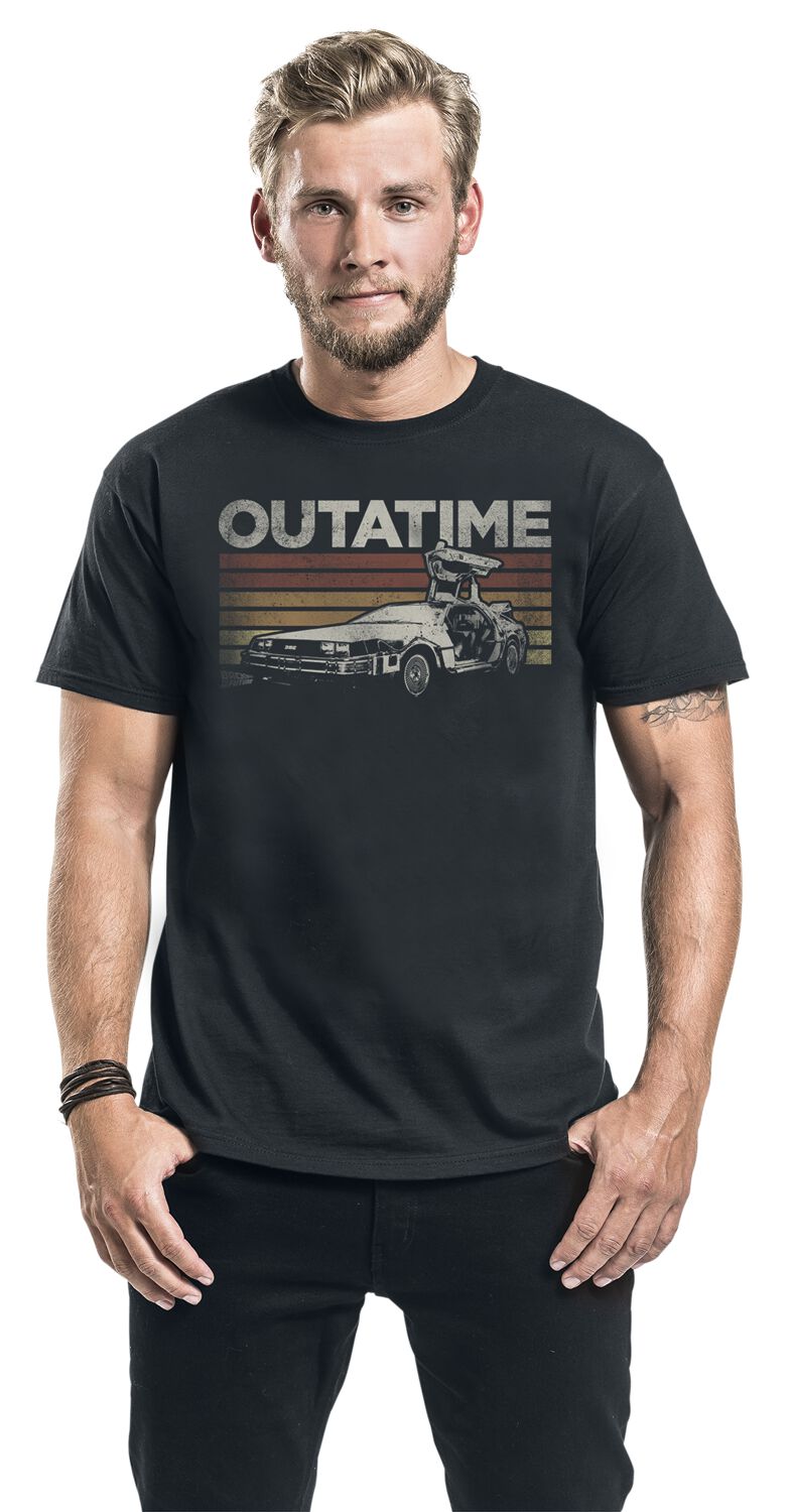 DeLorean - Rayures Rétro | Retour Vers Le Futur T-Shirt Manches courtes