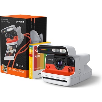 Appareil photo instantané Polaroid Flip + pack de film couleur (8 photos) - Blanc