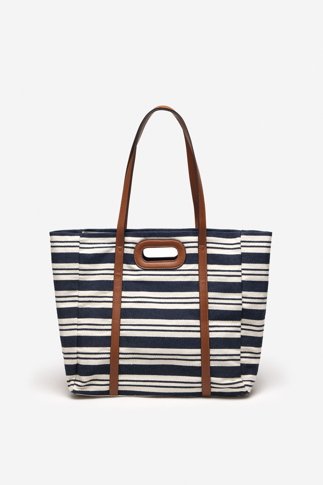 Bolsa shopper tejido rayas - Azul marino