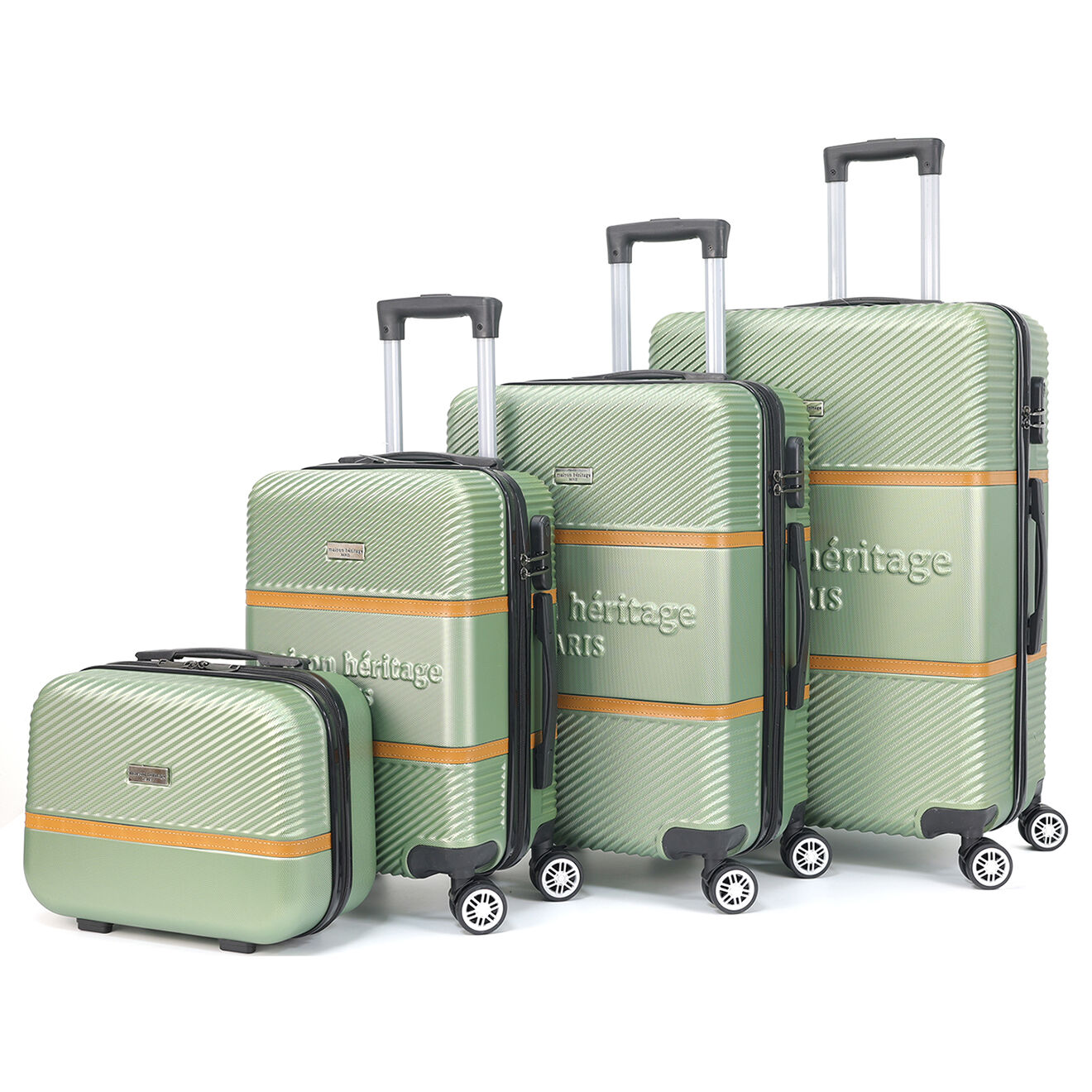 Maison Héritage 3 Valises 4 roues doubles & Vanity Opéra 50/60/70/30 cm & Vanity vert kaki