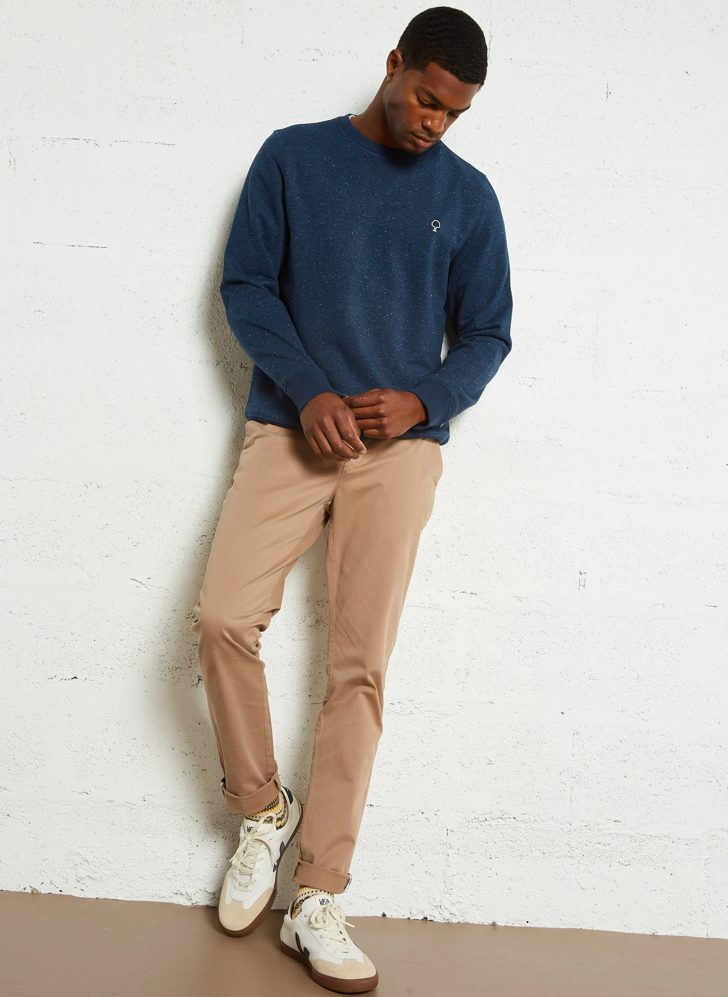 DONON - Sweat col rond chiné regular-fit | Bleu