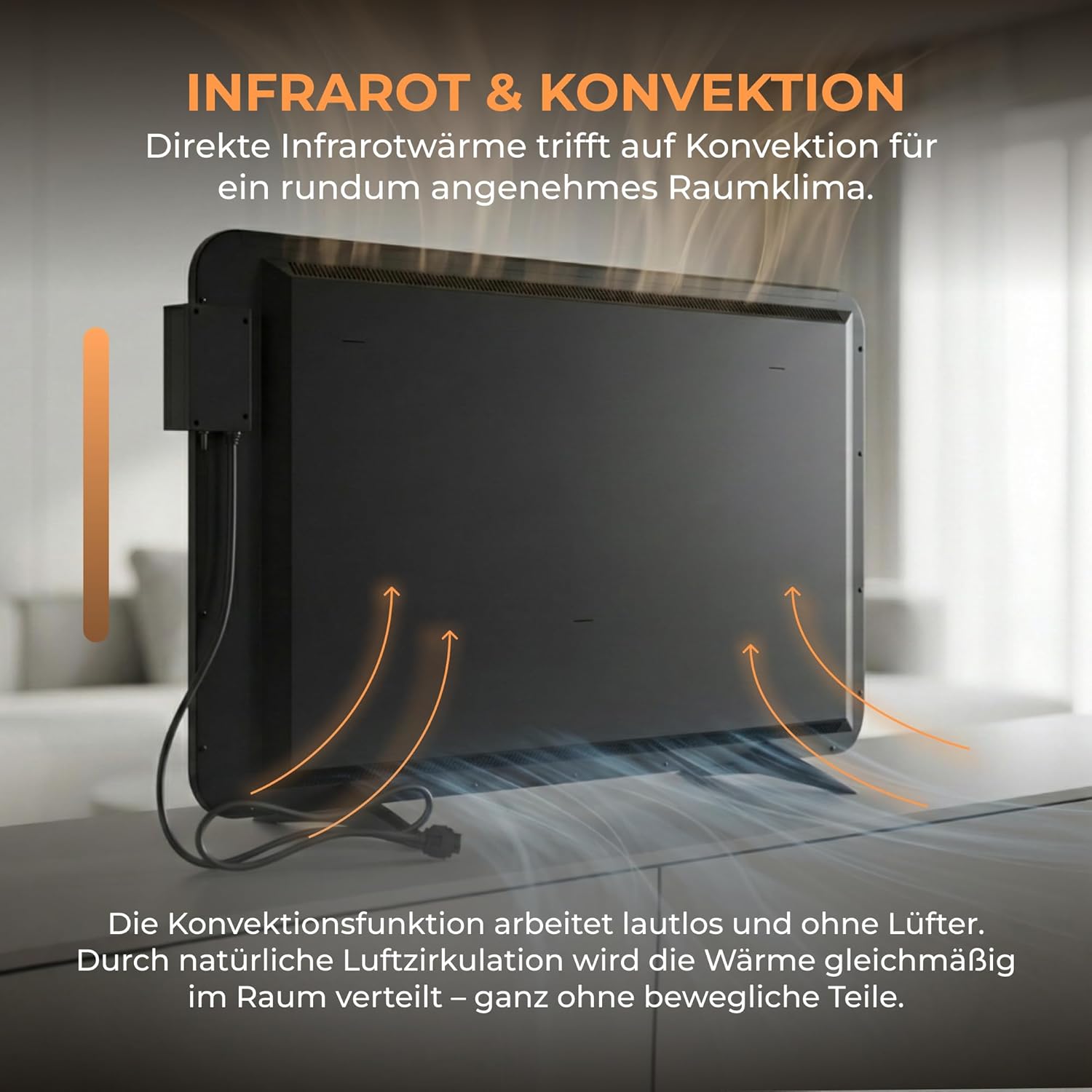 BR Bringer Hybrid Infrarotheizung 2000 Watt mit Konvektion - Smart Thermostat, WIFI & App - für Wandmontage oder als Standgerät für Räume bis 30m² - Energiesparend - Deutsche Qualitätsmarke (schwarz)