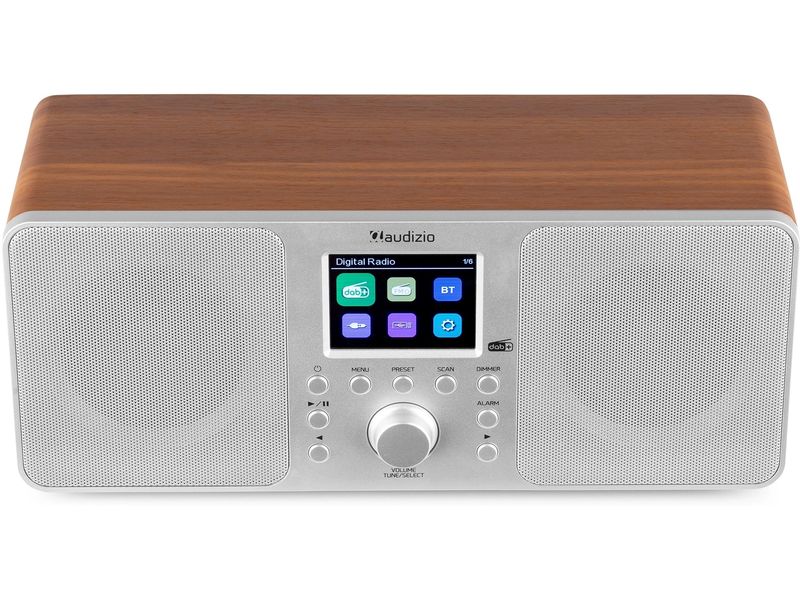 Audizio DAB  Radio Genua Silber DAB  Radio mit Stereo Lautsprecher und Bluetooth