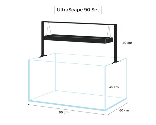 Aquael UltraScape 90 aquarium met LED-verlichting, ca. 243 liter, Opti-Glass, wit glas, zonder kast (boskleur)