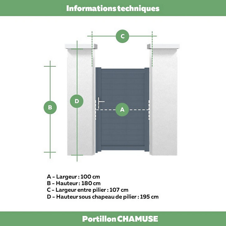 Portillon Jardimat battant aluminium Emagny gris anthracite - 100 x h.180 cm