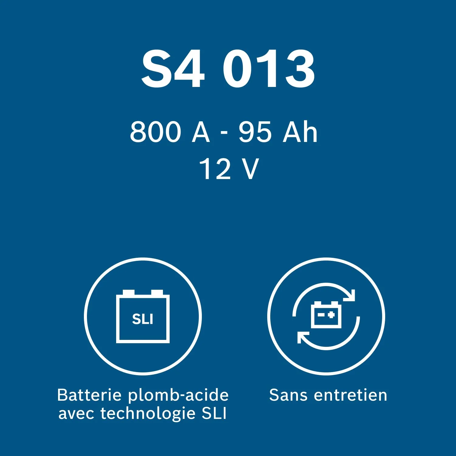 Bosch S4 013 Batterie Auto 95 A/h - 800 A - Batterie 12 V, Plomb-acide pour Véhicules sans Système Start/Stop, Polarité Gauche (-) Droite (+), 354 x 175 x 190 mm