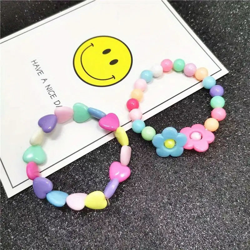 (30er Set) 12mm Herz Perlen DIY Bastel Schmuck Zwischenperle für Armband / Kette - Pastell