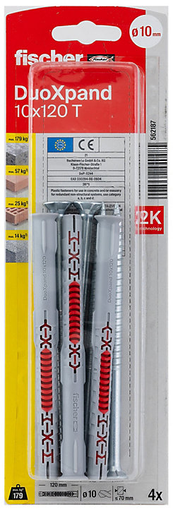 Cheville rallongée Fischer DuoXpand 10 x 120 mm, 4 pièces