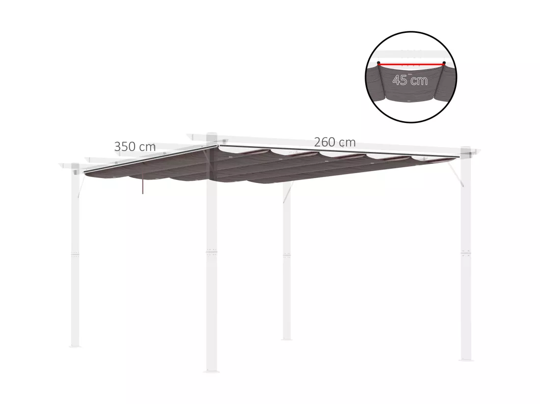 Toile de rechange pour pergola rétractable 4 x 3 m polyester haute densité 180 g/m² imperméabilisé chocolat