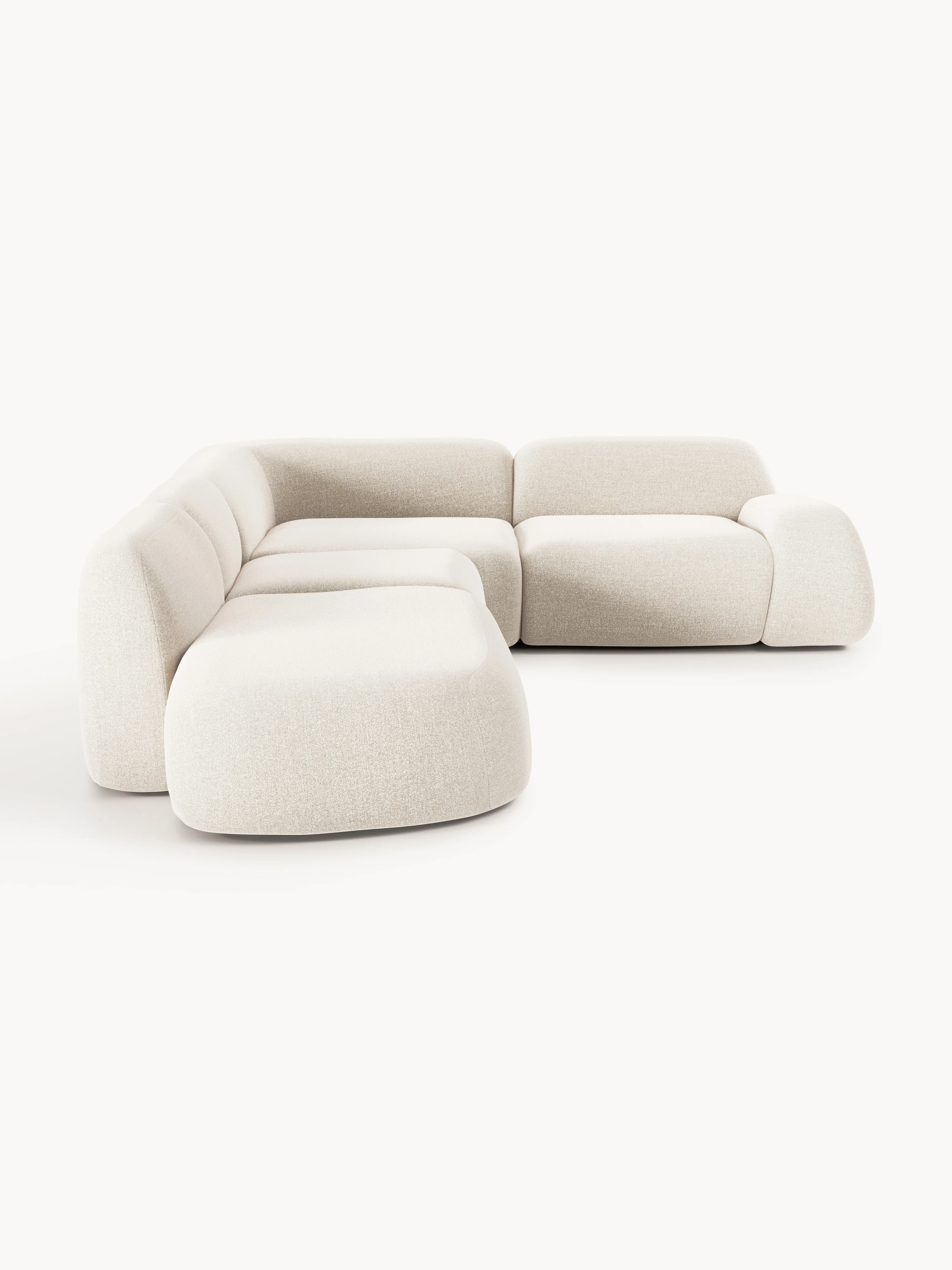 Modulaire bouclé XL hoekbank Wolke met chaise longue