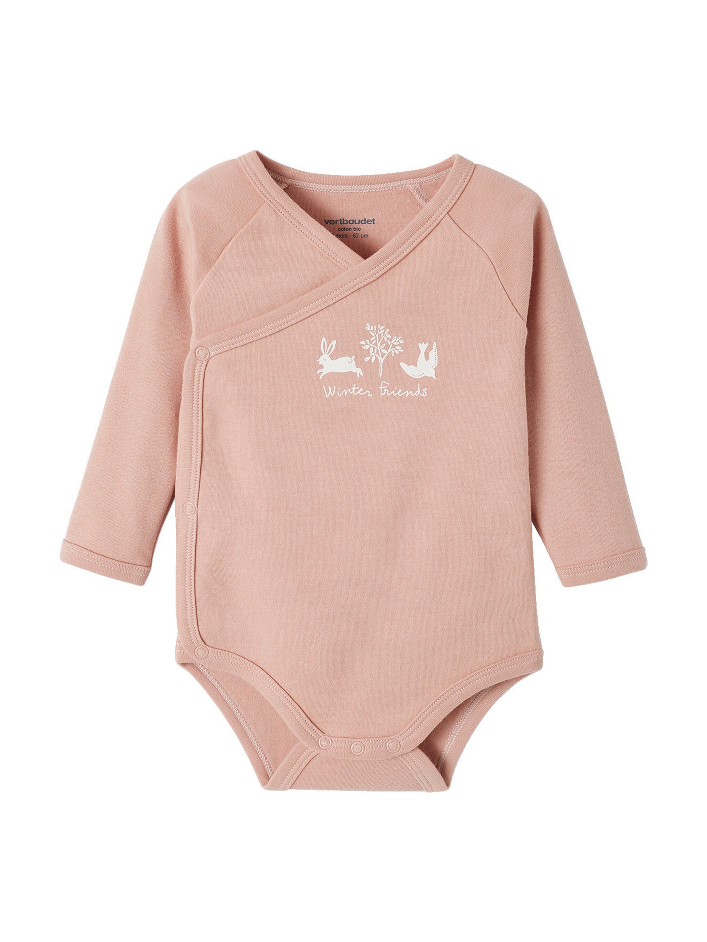 Vertbaudet 3er-Pack Baby Wickelbodys, Bio-Baumwolle pudrig rosa
