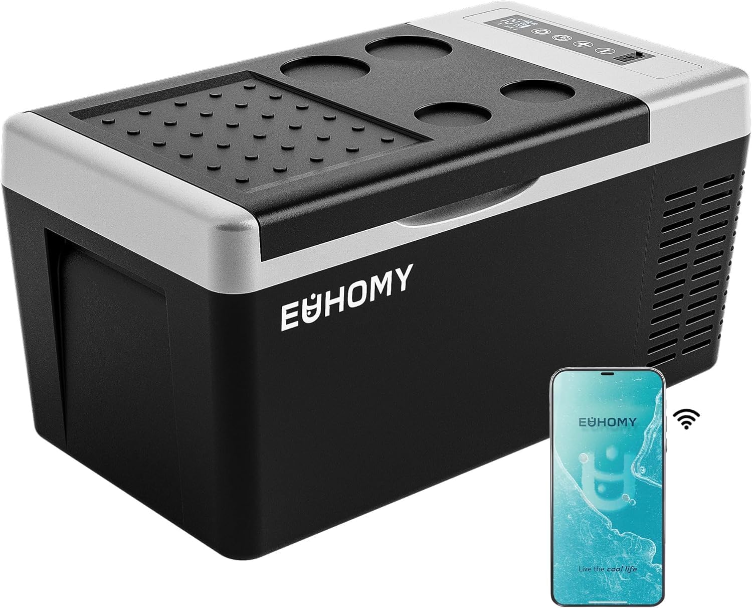 EUHOMY 18L Kompressor Kühlbox [-20℃~20℃] | 15-Min Schnellkühlung | APP Steuerung | 12/24V DC & 240V AC | 3-Stufen Batterieschutz | ECO/MAX Modi |