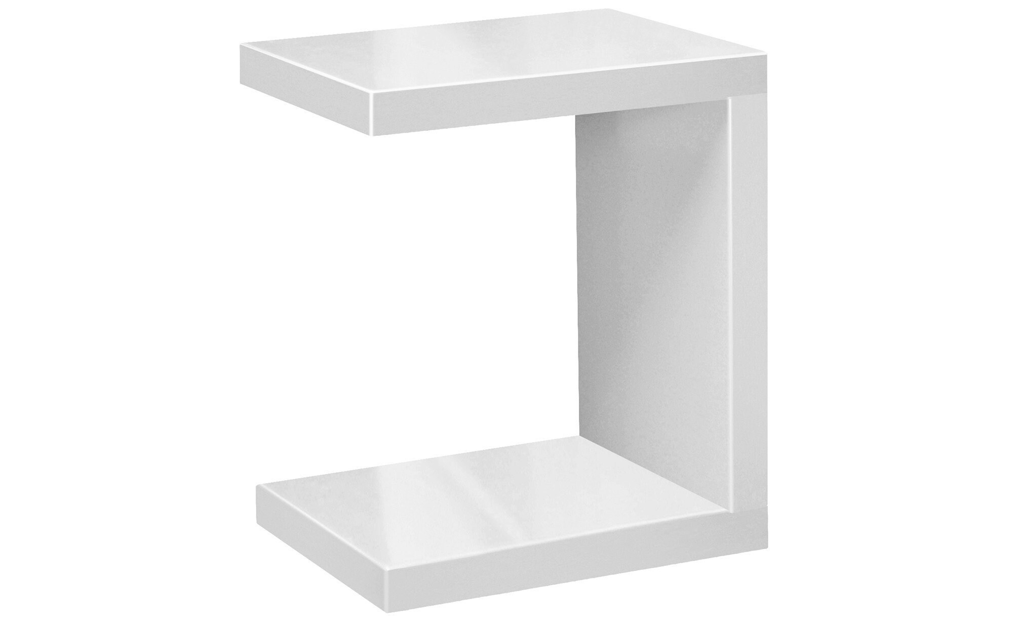 Solina - Beistelltisch, Blumentisch, Couchtisch in C-Form, schraubenlos, weiss hochglanz