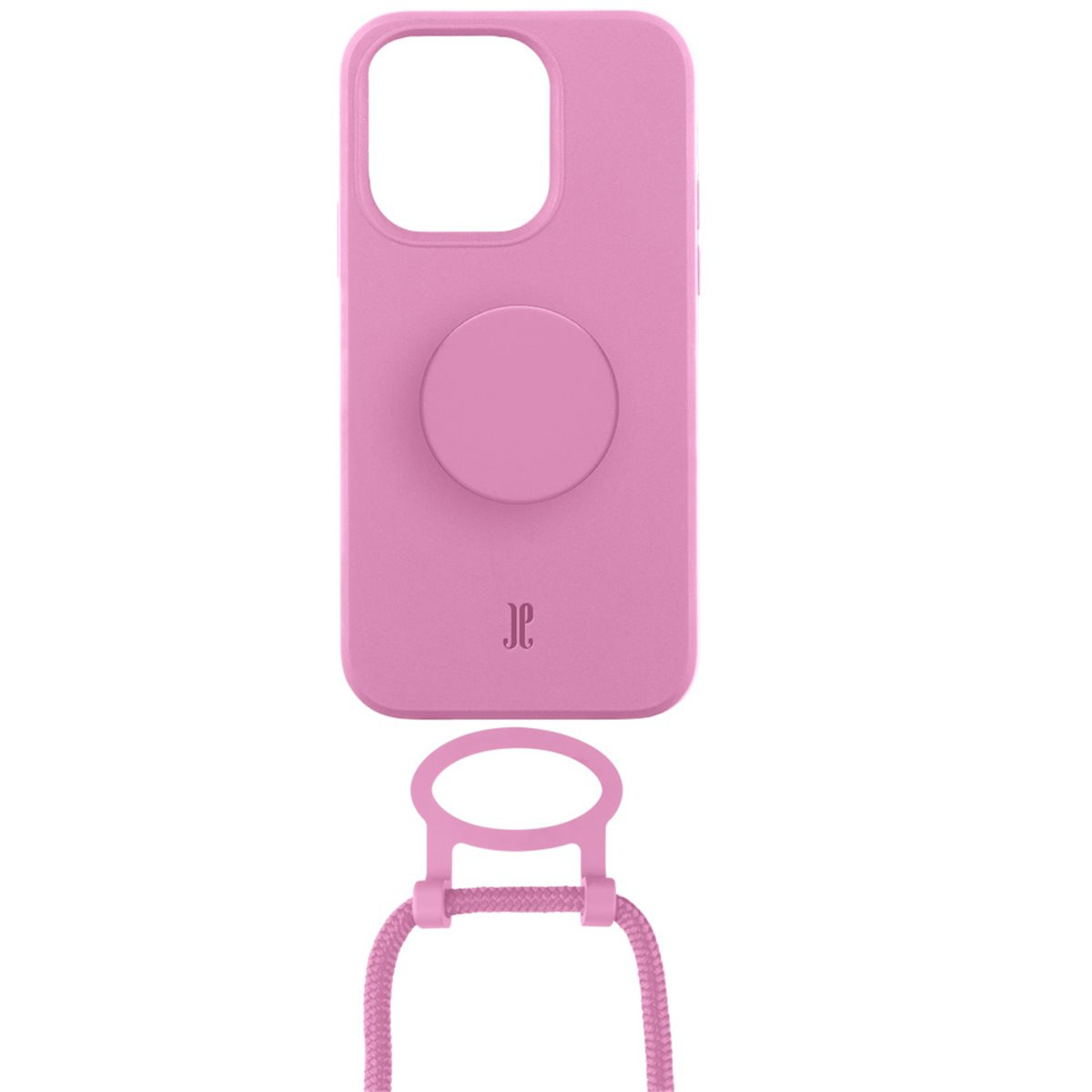 (by Just Elegance) iPhone 13 Pro PopGrip 3in1 Necklace Gummi Hülle   Handykette (150cm)   PopSockets (30134) - Pastel Pink