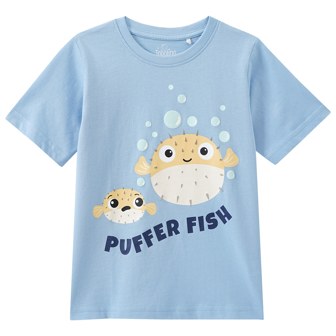 Topolino Kinder T-Shirt mit Kugelfisch-Motiv hellblau