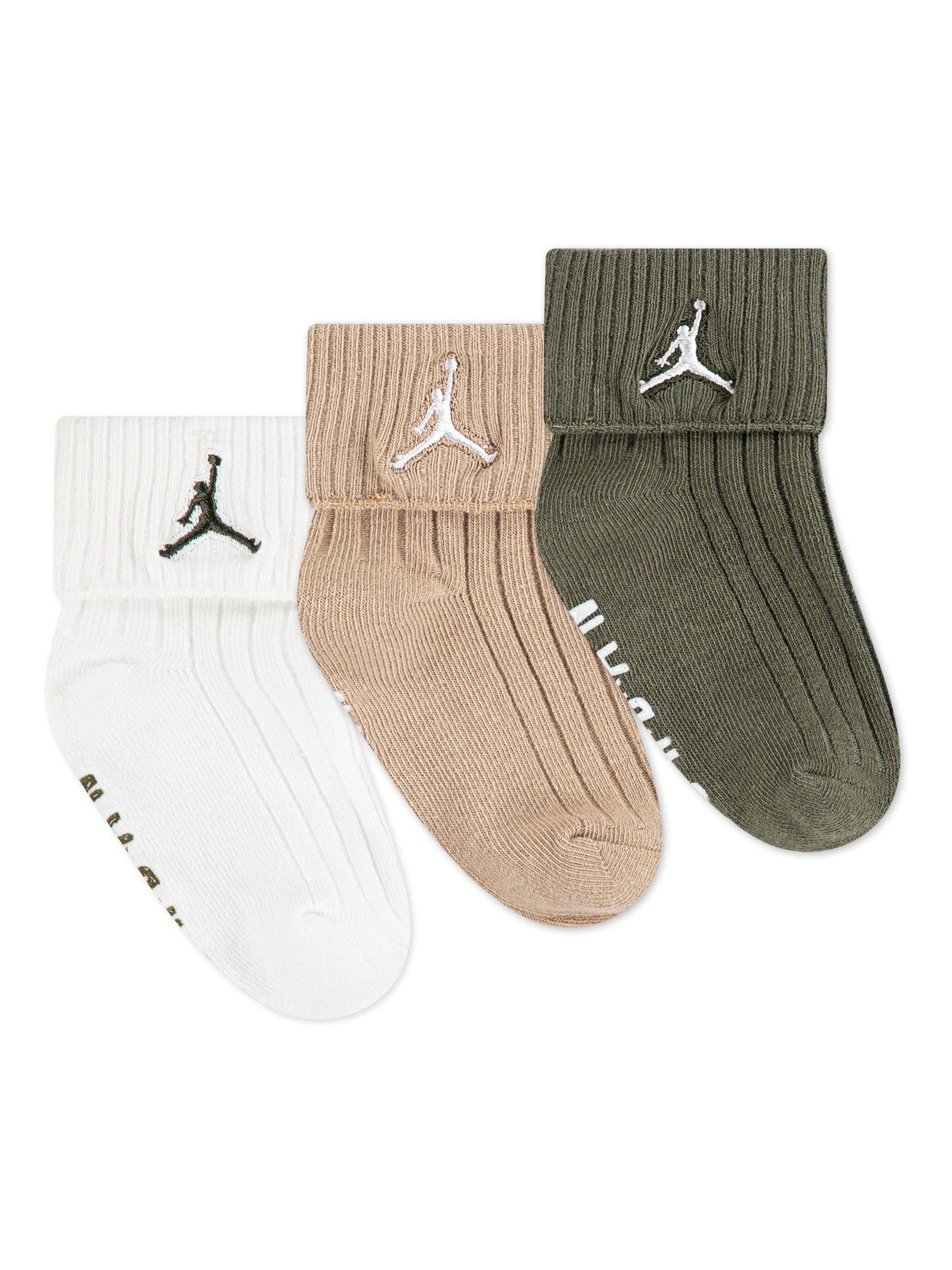 Crème - Jordan Essentials Ribbed Gripper Sokken 3 Verpakking