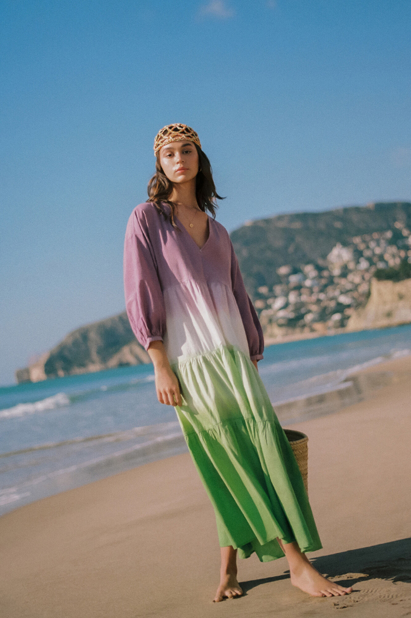 Vestido midi com efeito degradê - roxo