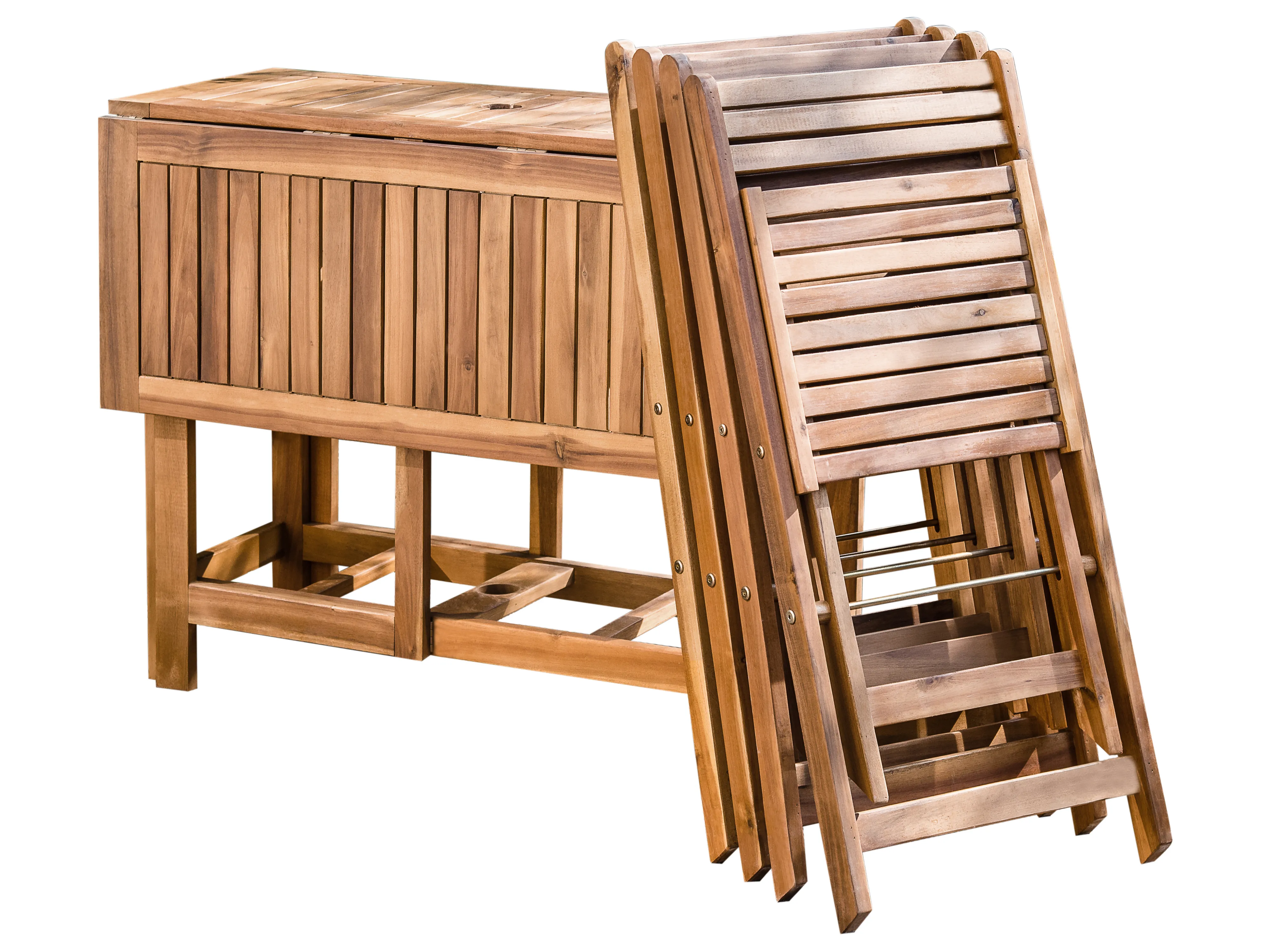 Tuinset 4-zits FRASSINE met parasol (12 opties) Acaciahout Natuurlijk