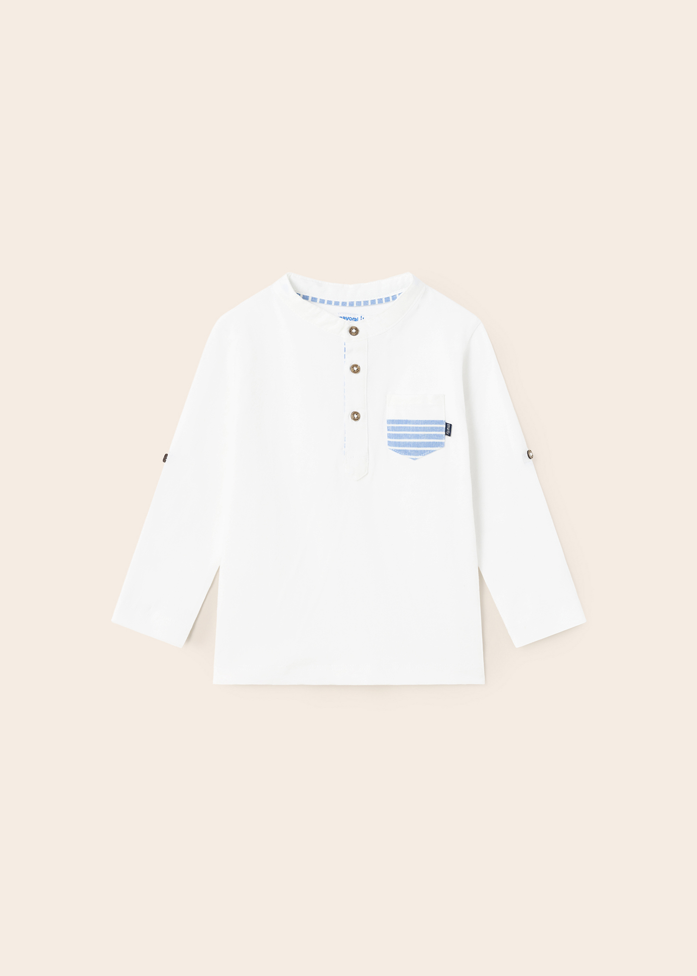 Camiseta de algodão sustentável de manga comprida para bebê