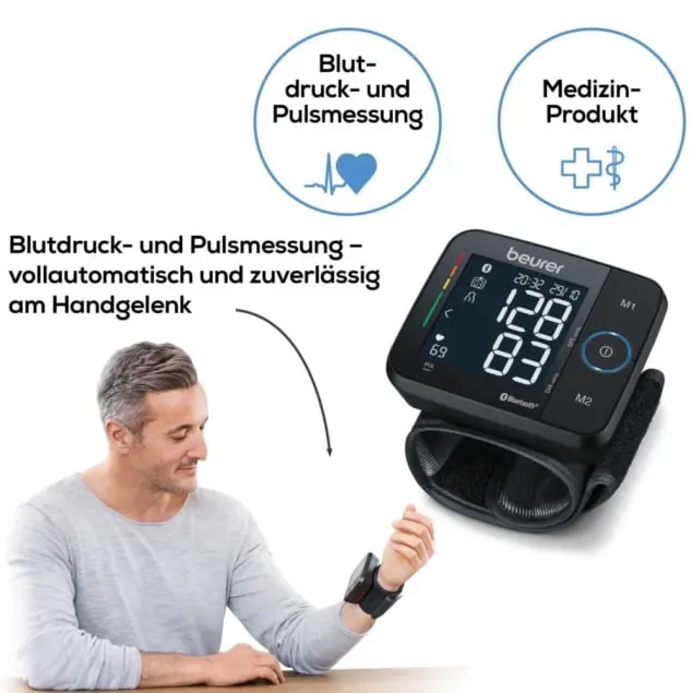 BC 54 Blutdruckmessgerät für das Handgelenk mit Inflation-Technology   App Funktion für iOS / Android (65054) - Schwarz