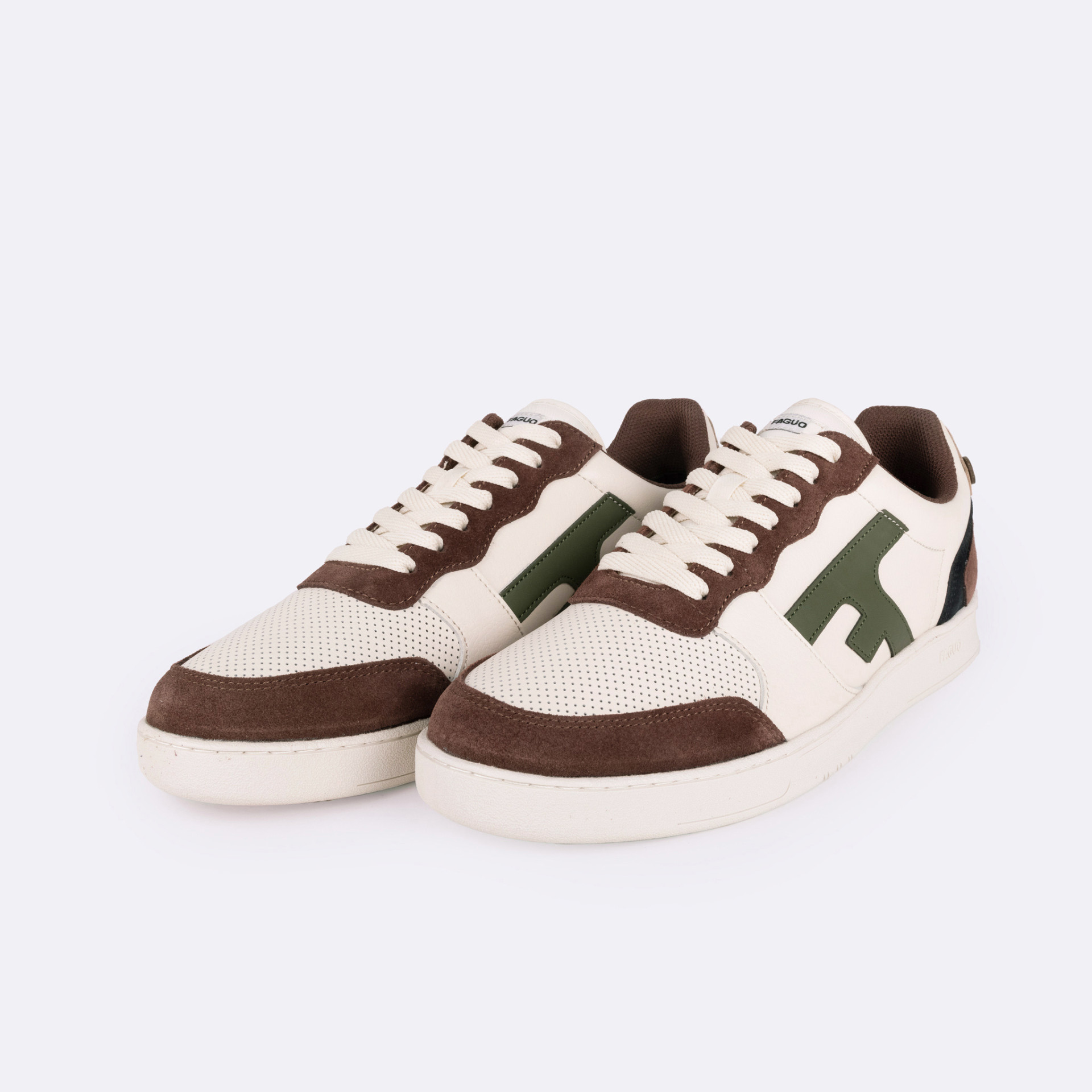 Baskets écrue & marron cuir suède - modèle Hazel