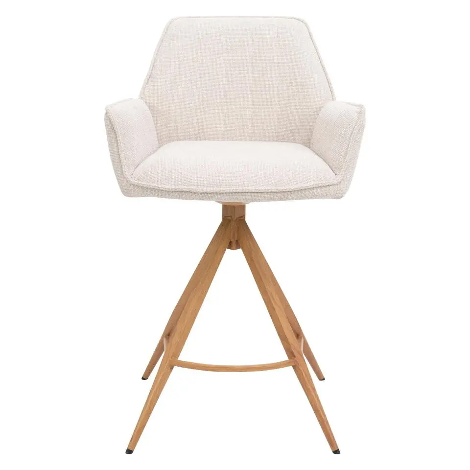 Barstoel Beige/Naturel - Zithoogte 66cm - Noa - Set van 2