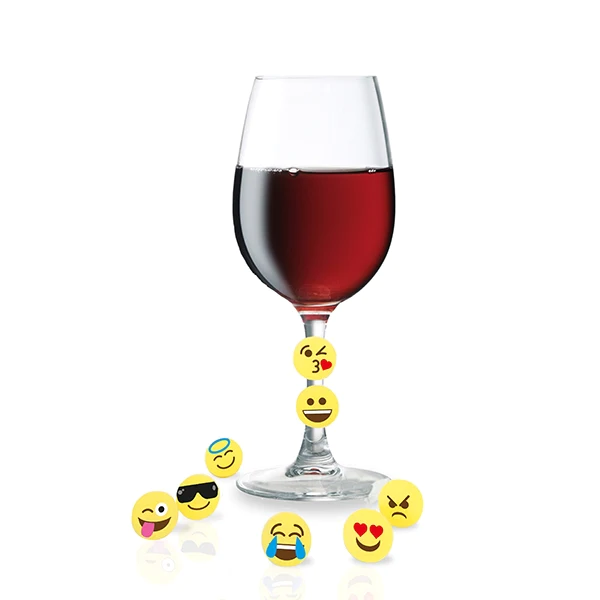Set de 8 marque-verres Emoji en silicone