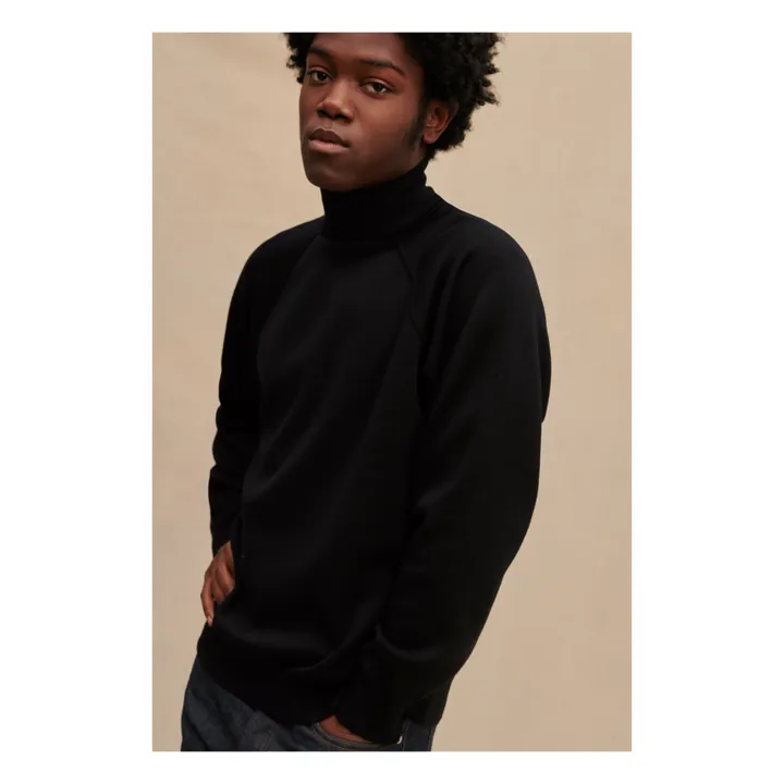 Le Minor Pull Col Cheminée Laine Mérinos | Noir