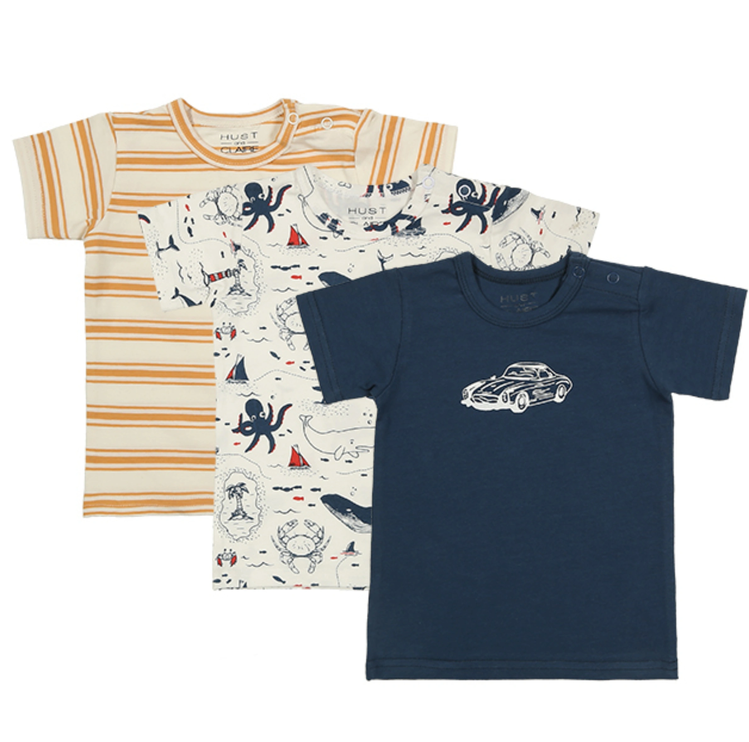 T-Shirt ASMO 3er-Pack in weiß/blau