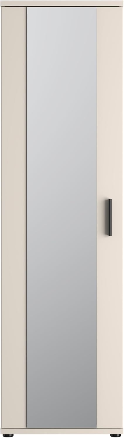 Forte NET106 Schuhschrank 50, moderner Flurschrank, 1-türig, 6 Einlegeböden, Flur, Diele, Abstellraum, Holzwerkstoff, Kaschmir|Beige, 50,2 cm breit x 179,1 cm hoch x 34,8 cm tief