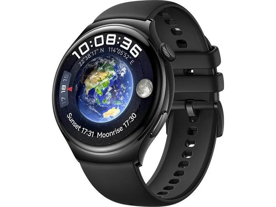[OUTLET] - Huawei Watch 4 - Rustfrit stål - smart ur med rem - fluoroelastomer - sort - håndledsstørrelse: 140-210 mm - display 1.5