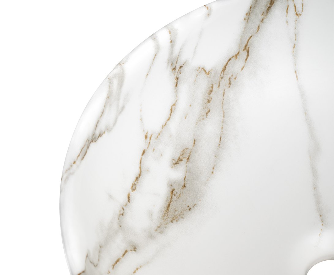 Sapho Rondane keramische waskom 41x41cm wit marmer