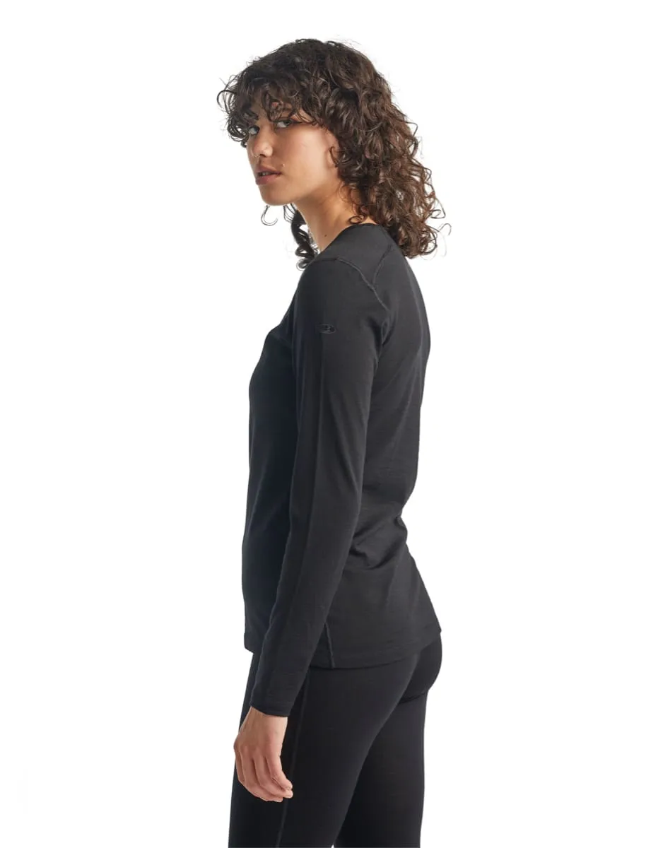 Icebreaker Women's 200 Oasis Long Sleeve Crewe Black