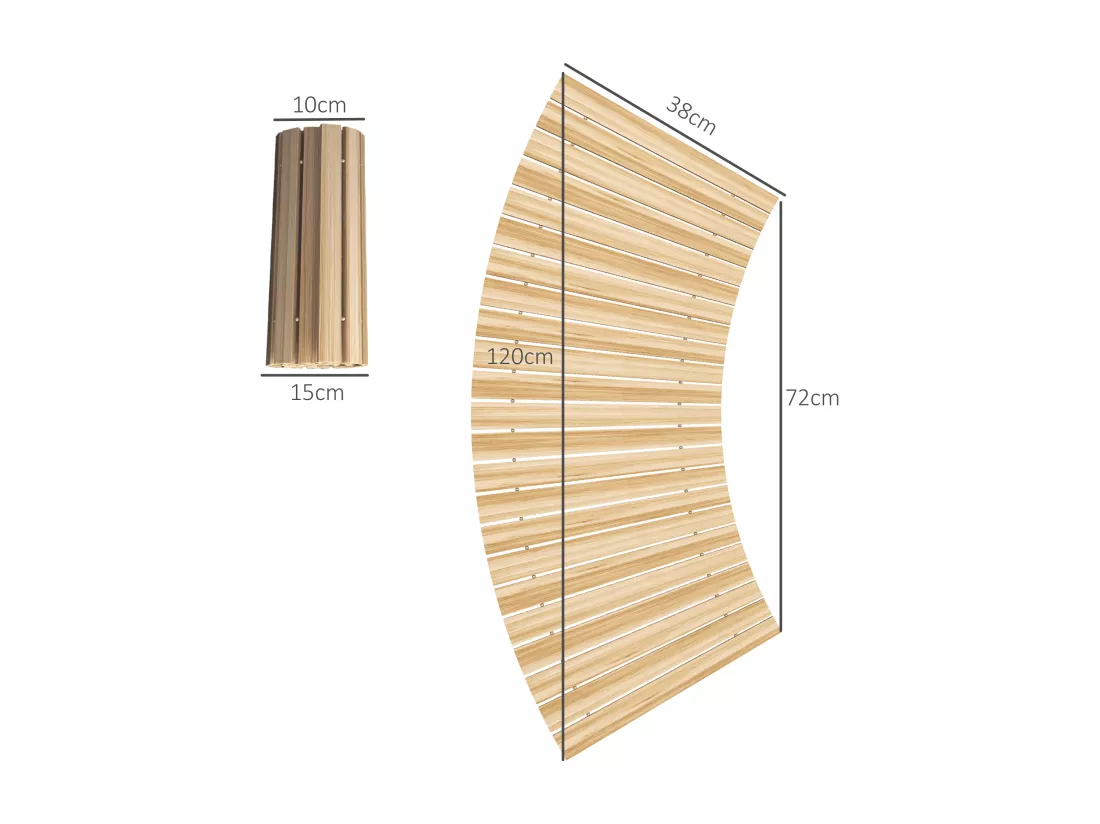 Allée chemin de jardin incurvé enroulable en lattes de bois dim. 120/72L x 38l cm sapin pré-huilé
