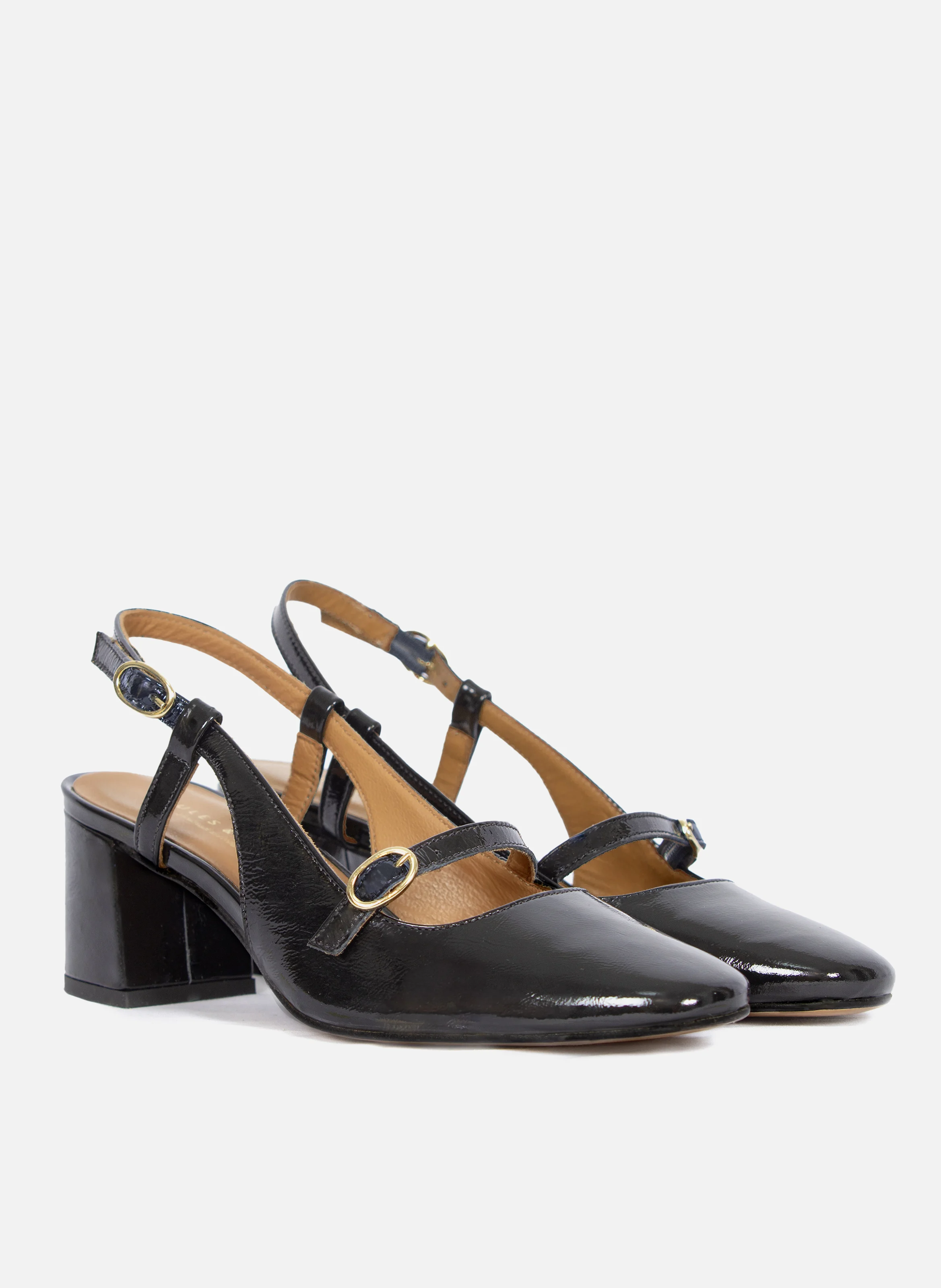 Escarpins slingback cuir vernis | Noir